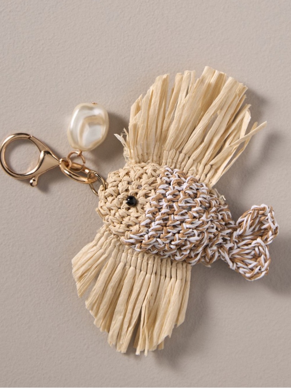 NEW ANTHROPOLOGIE Under the Sea Raffia Bag Charm - Clown Fish - Picture 2 of 2